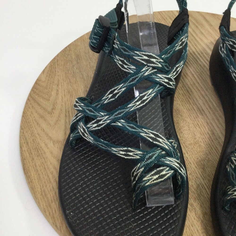 Chaco ZX2 Classic Sandals Women Size 11 Teal White Diamond Double Strap Toe Loop - Picture 7 of 8